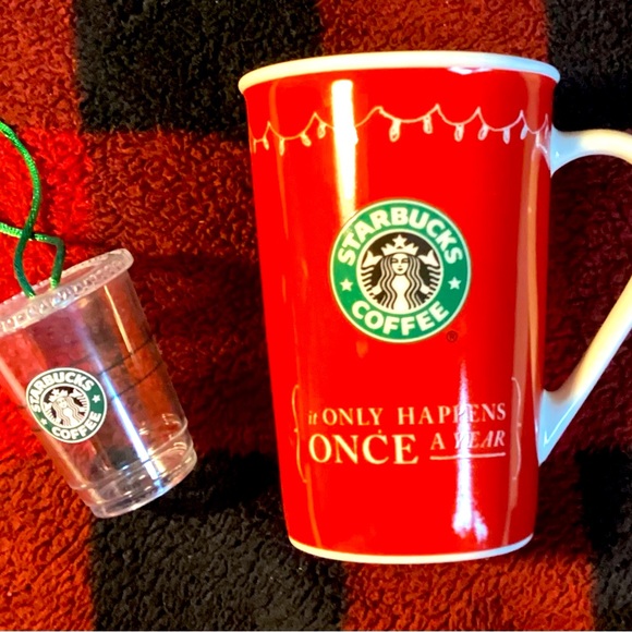 🎄Starbucks Christmas coffee cup (china) + cute little tree ornament (plastic). - Picture 2 of 10